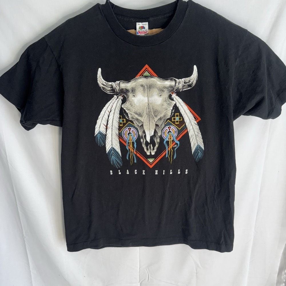 Vintage Black Hills T-shirt Buffalo Skull Men's X-Large Single Stitch